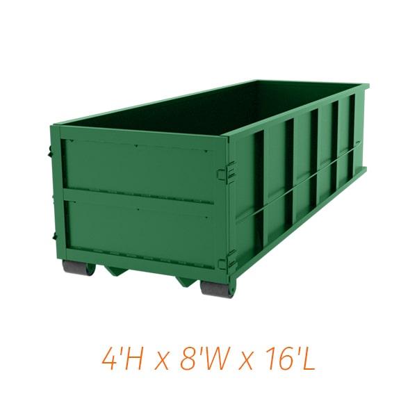 we offer flexible rental periods for our fifteen-yard dumpsters, with options ranging from a few days to several weeks